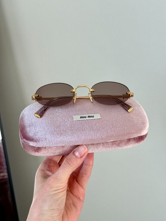 Miu Miu Women Sunglasses Gold Purple Brown Oval MUA54S 5AK20I NEW AUTHENTIC main image 13